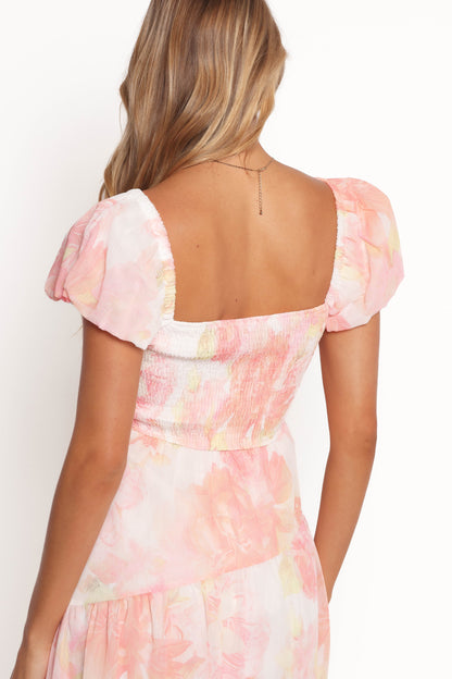 Lumis Midi Dress - Peach Floral