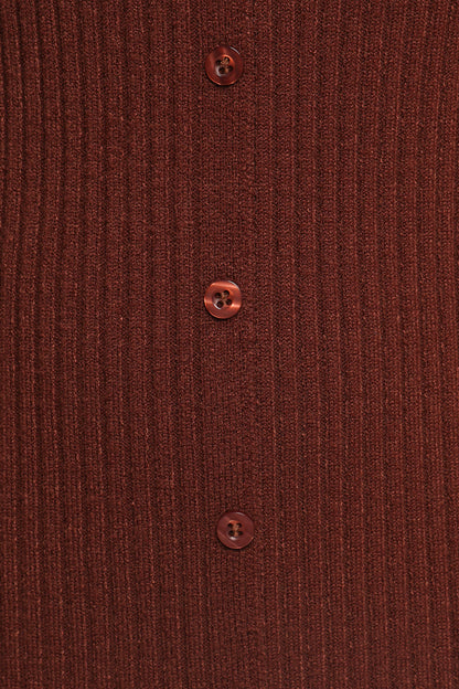 Marshall Button Through Knit Maxi Dress - Chocolate