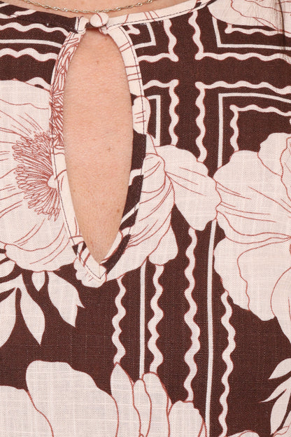 Marylon Mini Dress - Brown Floral