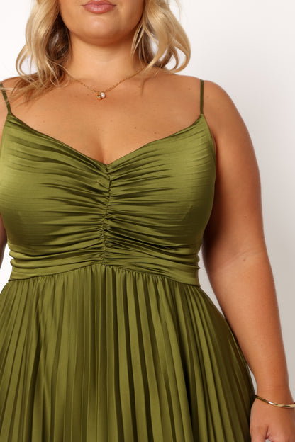 Naira Pleated Maxi Dress - Palm Green