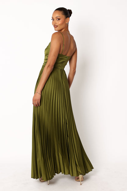 Naira Pleated Maxi Dress - Palm Green