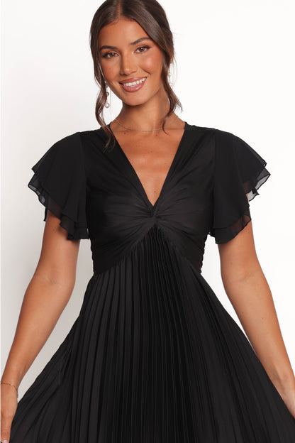 Nova Flutter Sleeve Dress - Black