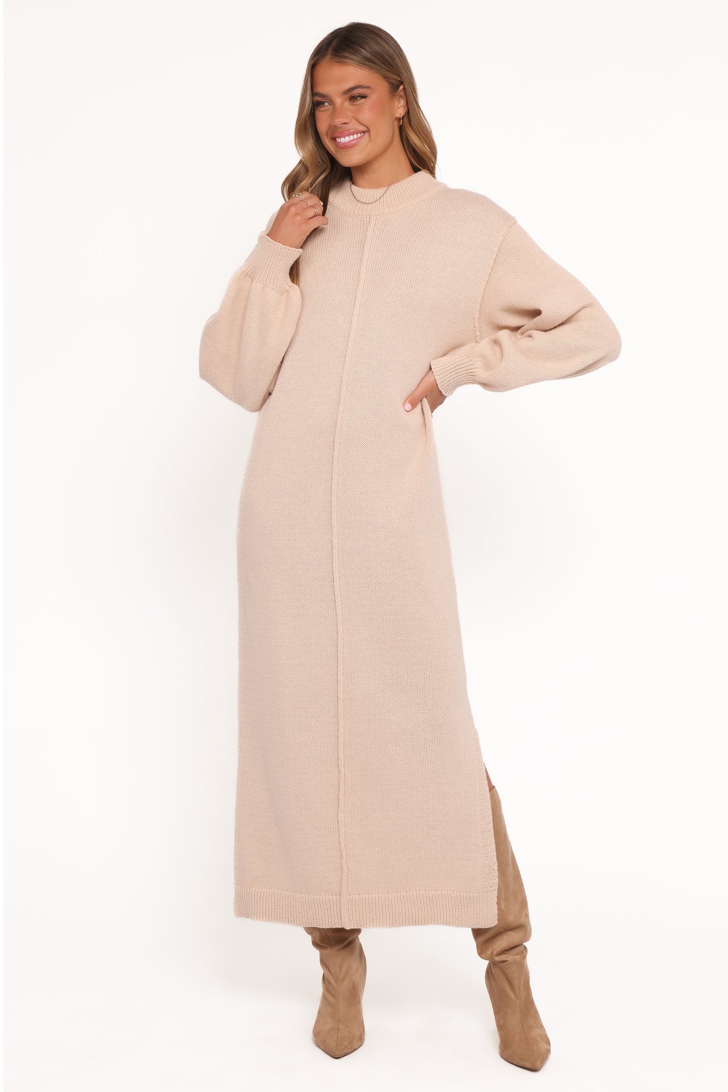 Odile Knit Midi Dress - Tan