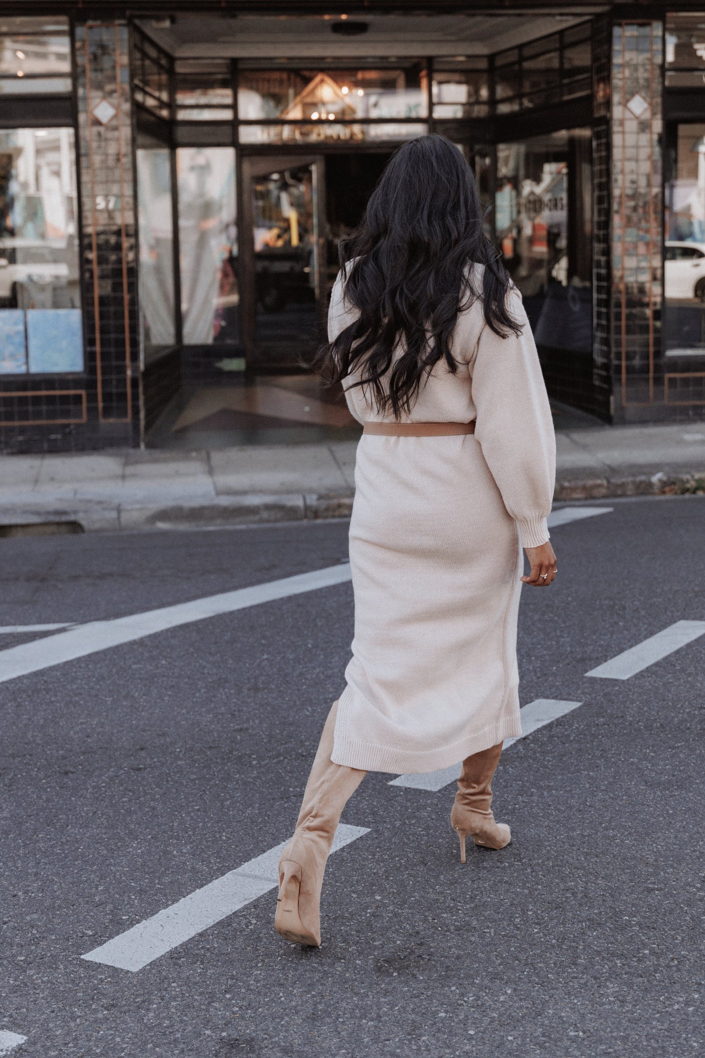 Odile Knit Midi Dress - Tan