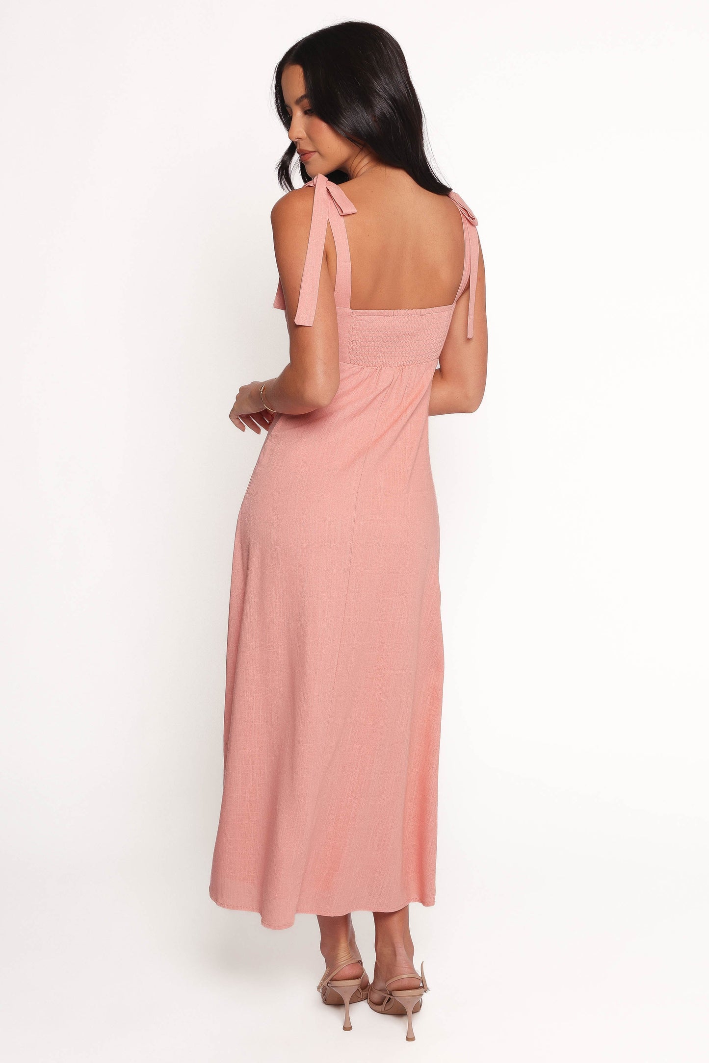 Patterson Tie Shoulder Midi Dress - Blush