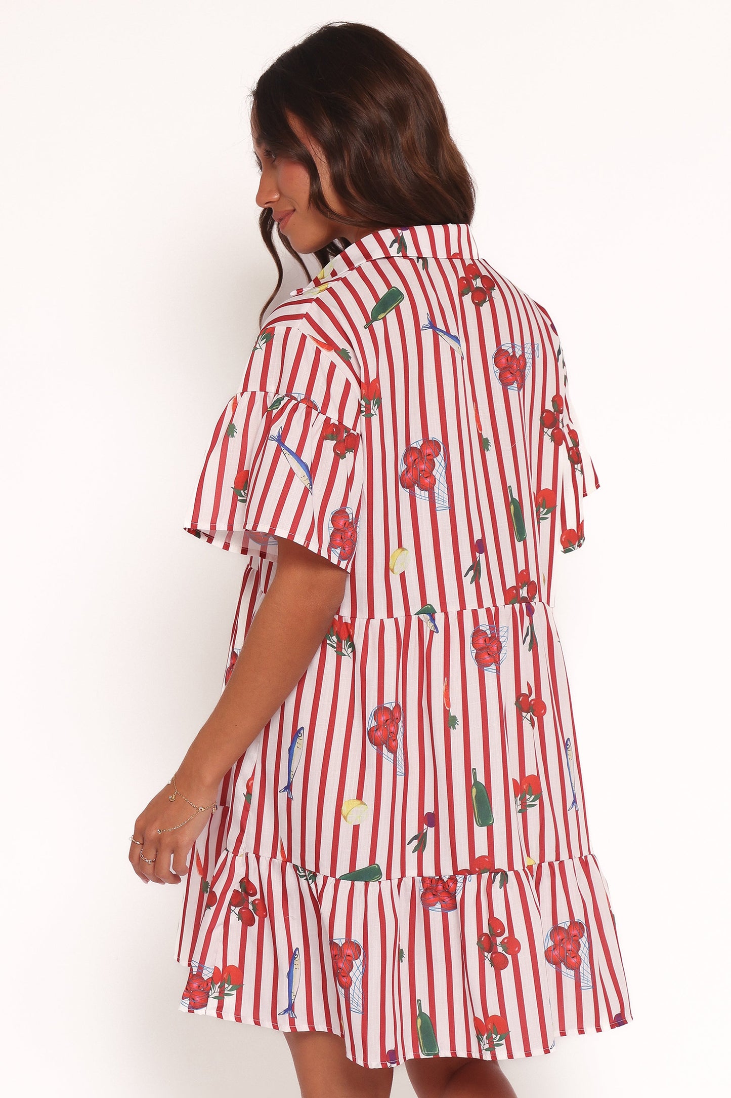 Peachy Mini Dress - Red Picnic Stripe
