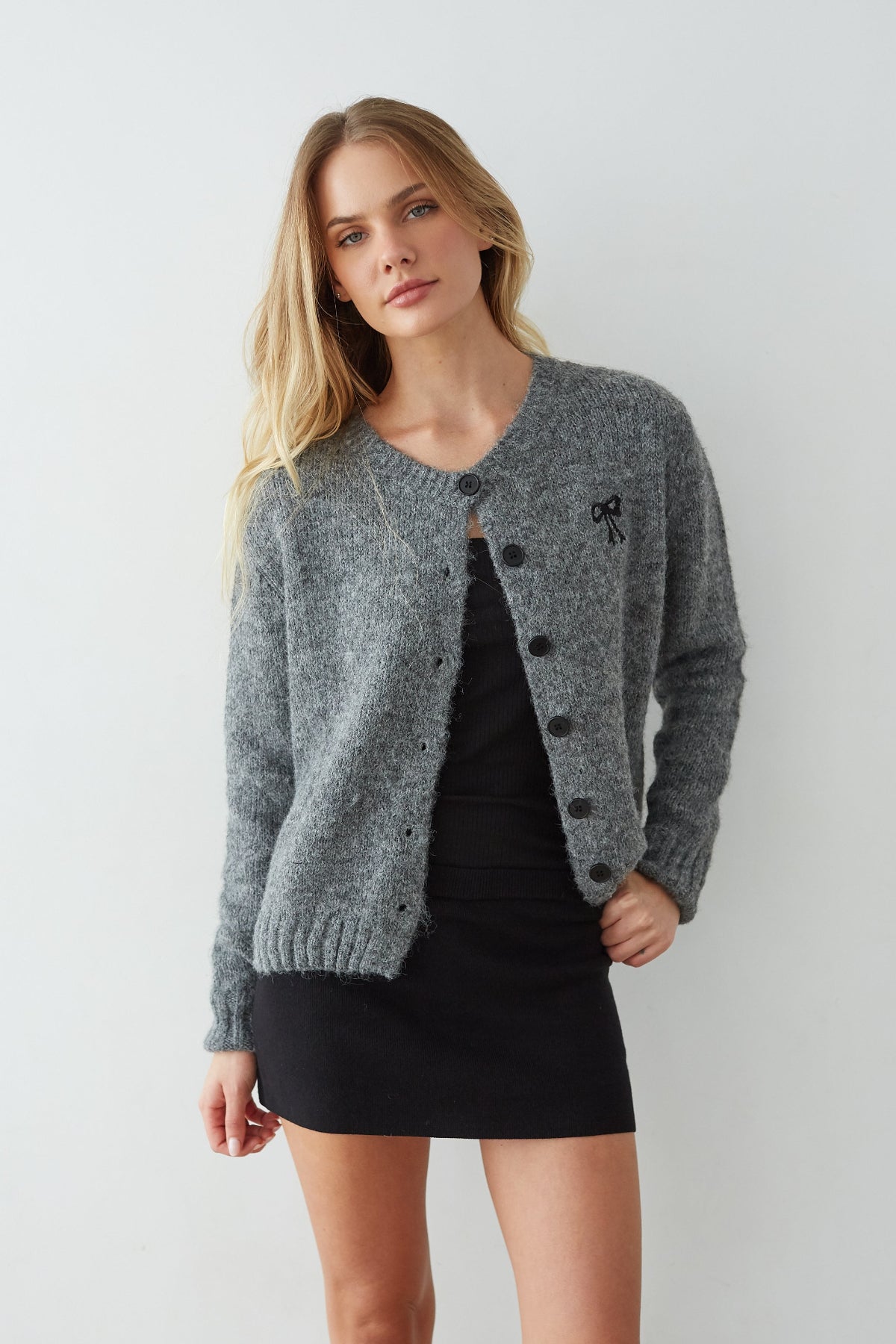 Rory Button Up Bow Cardigan