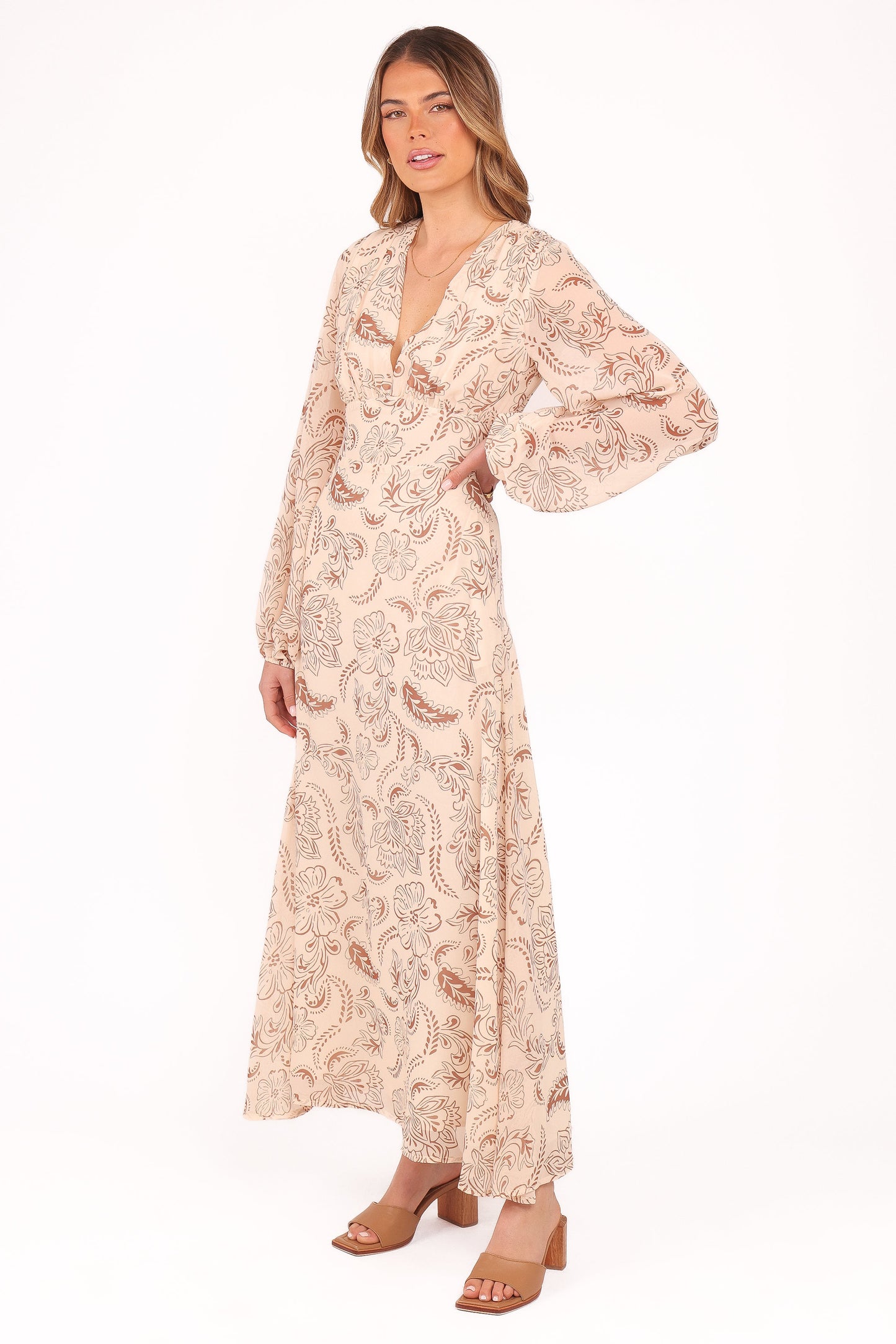 Riba Midi Dress - Brown Paisley