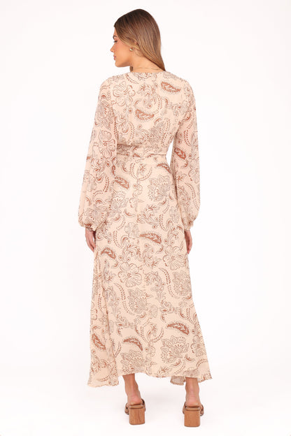 Riba Midi Dress - Brown Paisley
