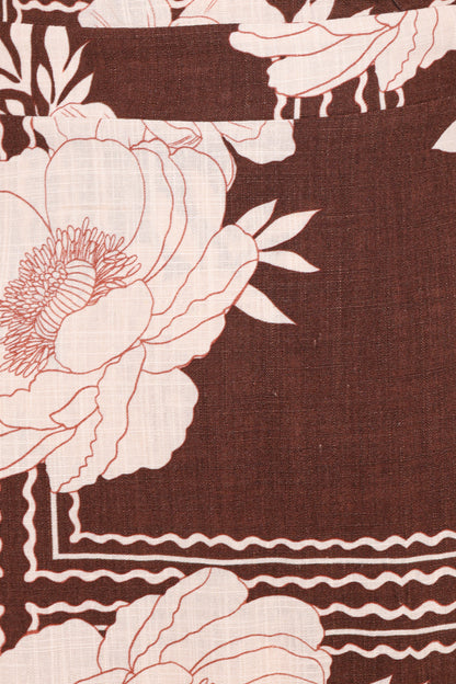 Safia Midi Dress - Brown Floral