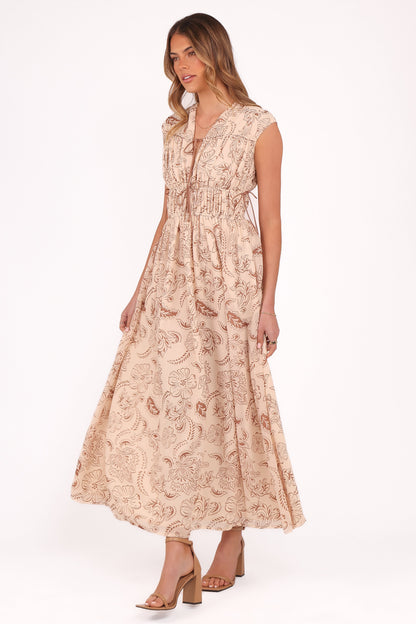 Safira Midi Dress - Brown Paisley