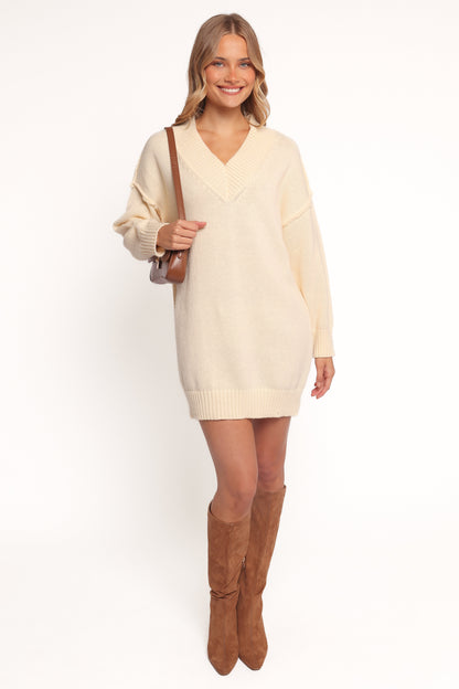 Sancia Knit Mini Dress - Cream