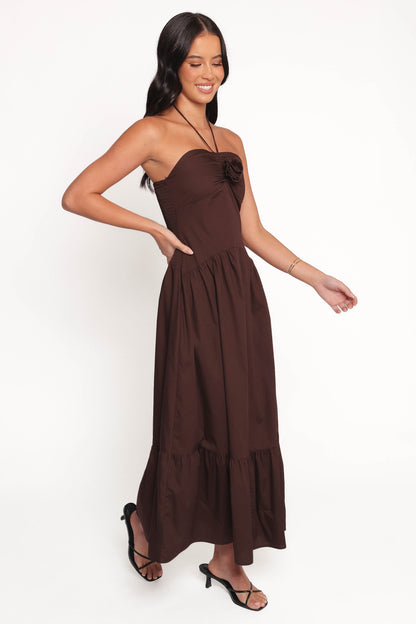 Soleila Halter Maxi Dress - Chocolate