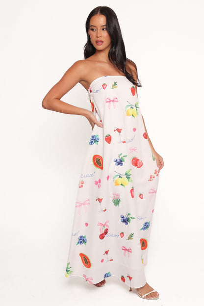 Soph Strapless Maxi Dress - Ciao Bow Print