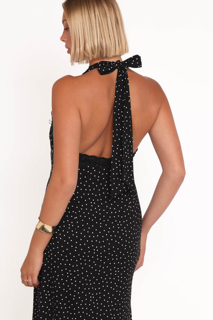 Stasia Maxi Halter Dress - Black White