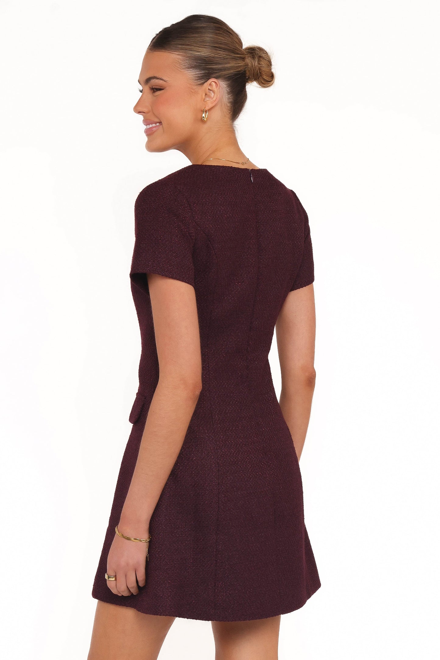 Sutton Mini Dress - Plum Tweed