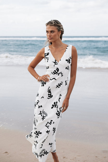 Tulsi Midi Dress - Off White Print
