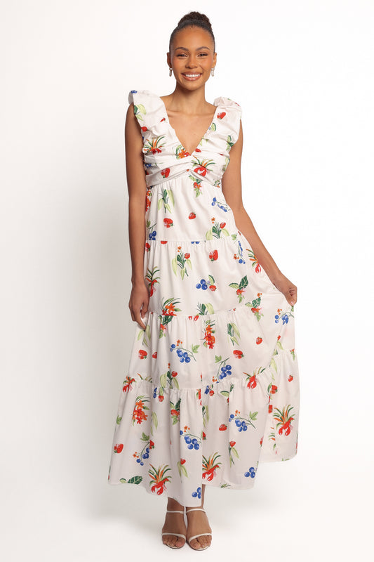 Valerie Maxi Dress - Off White/Red