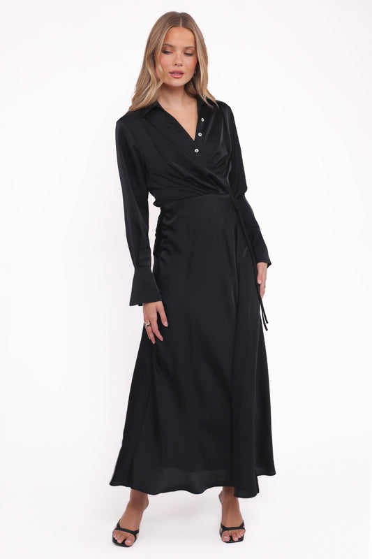 Verna Long Sleeve Maxi Dress - Black