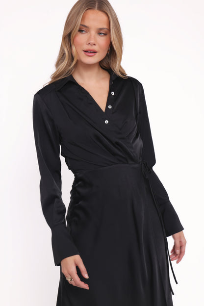 Verna Long Sleeve Maxi Dress - Black