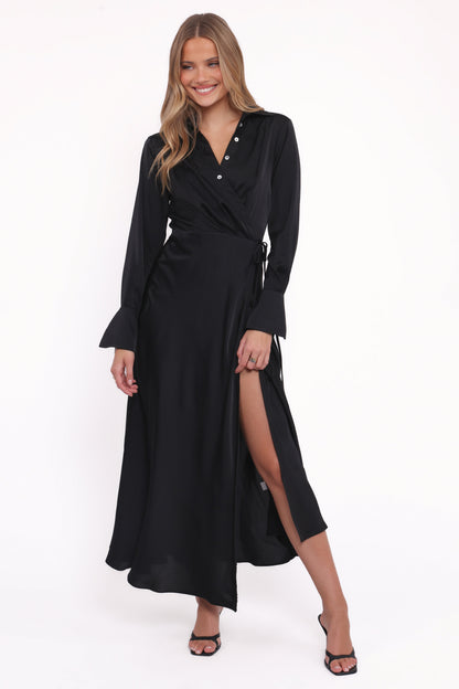 Verna Long Sleeve Maxi Dress - Black