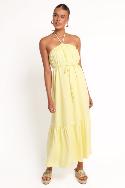 View Halterneck Maxi Dress - Lemon