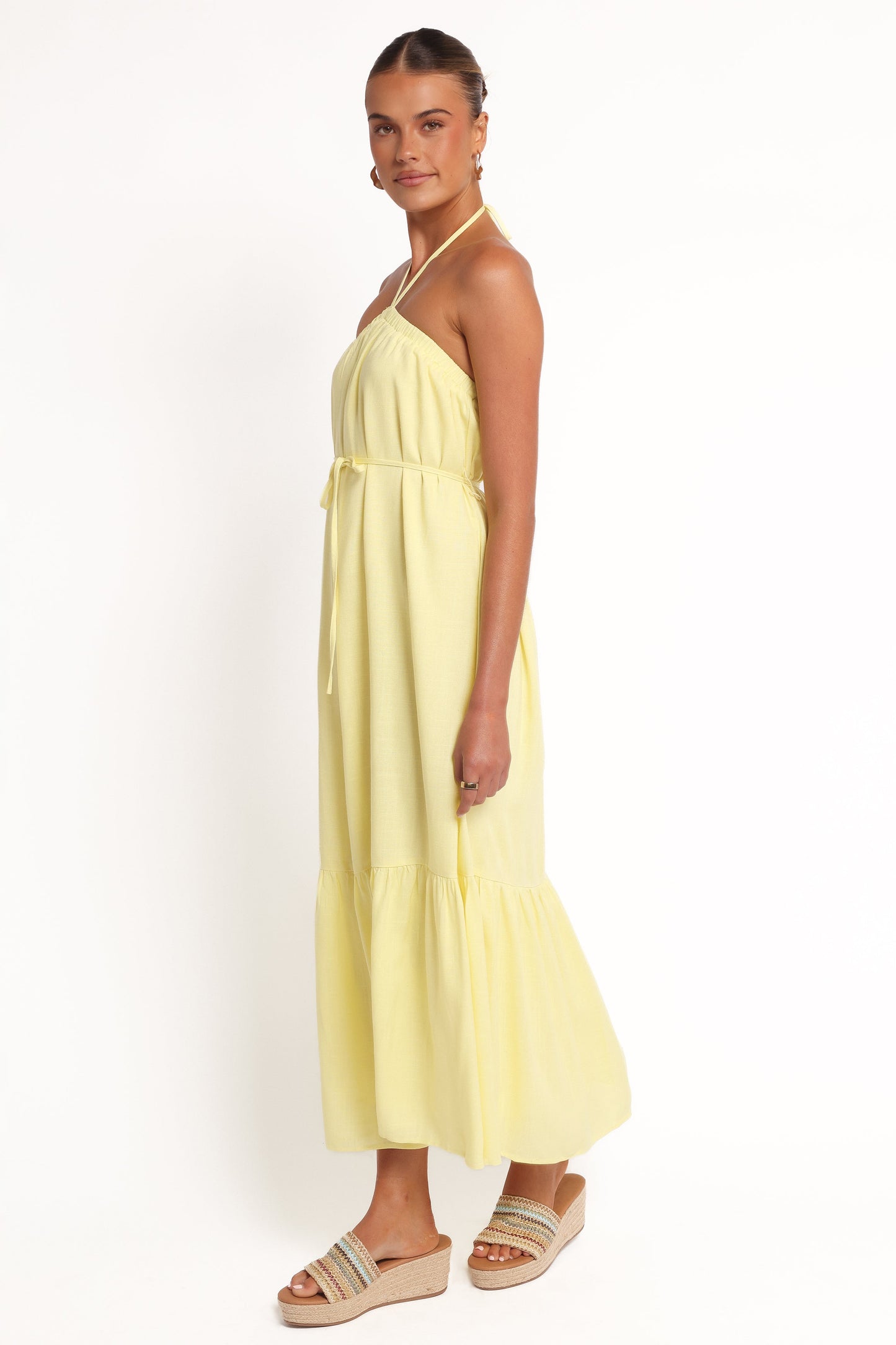 View Halterneck Maxi Dress - Lemon