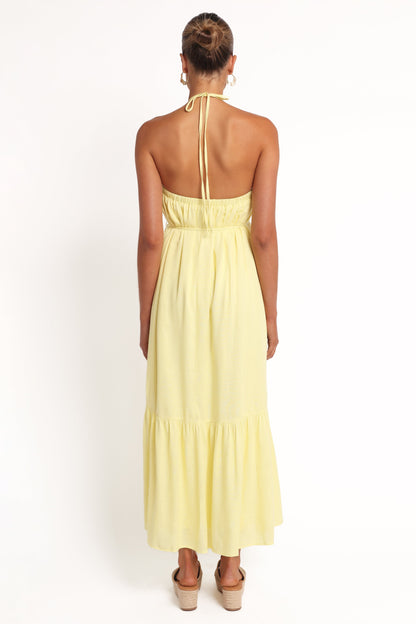 View Halterneck Maxi Dress - Lemon