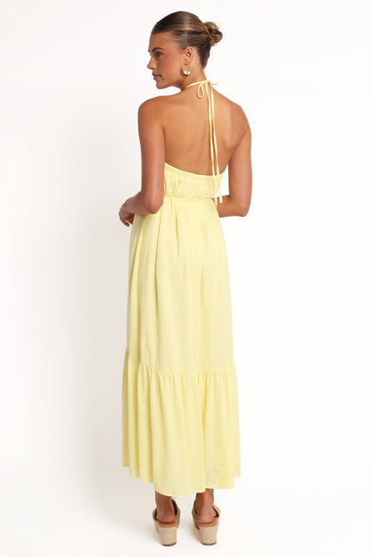 View Halterneck Maxi Dress - Lemon
