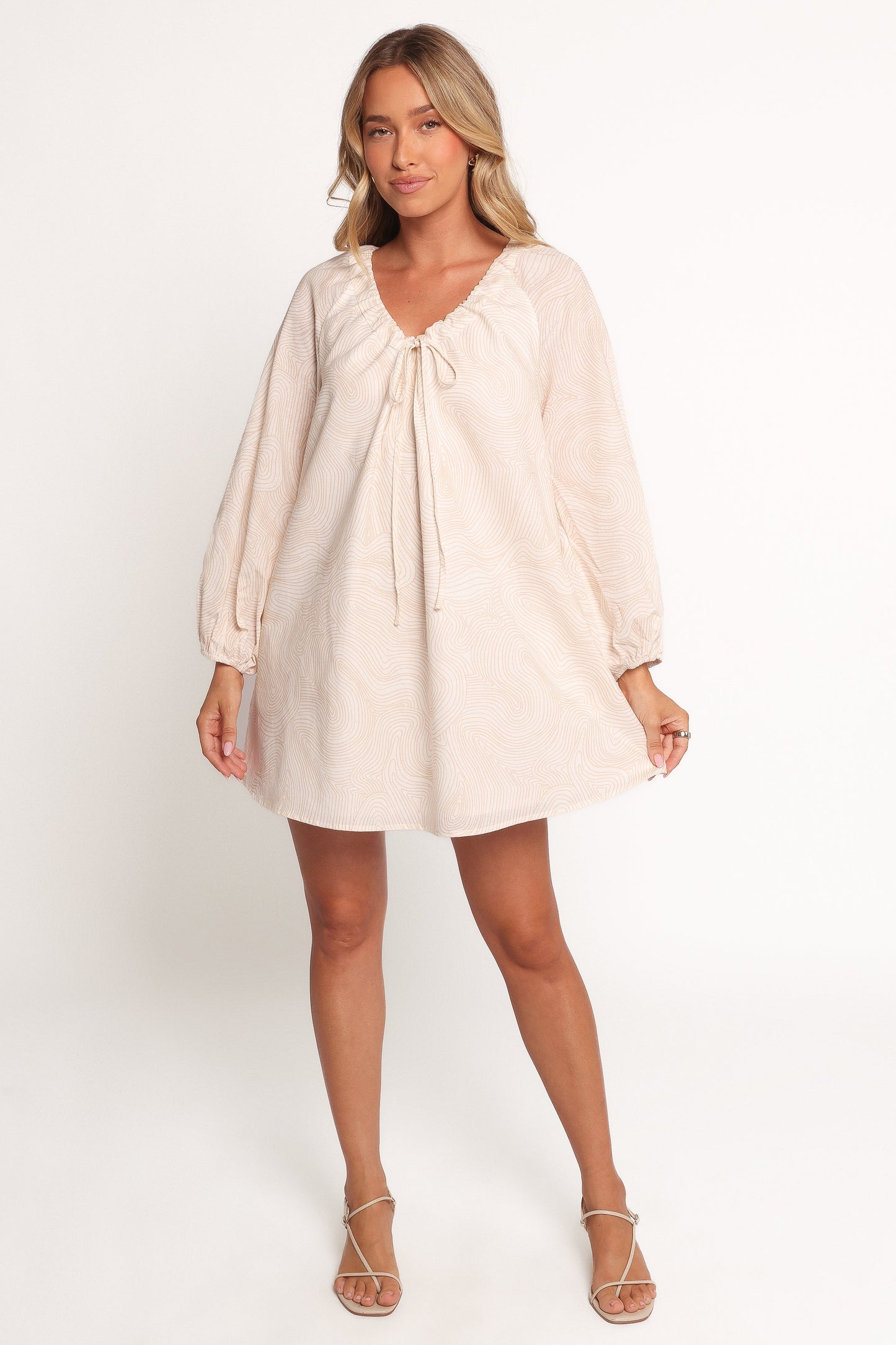 Walker Smock Mini Dress - Tan Swirl