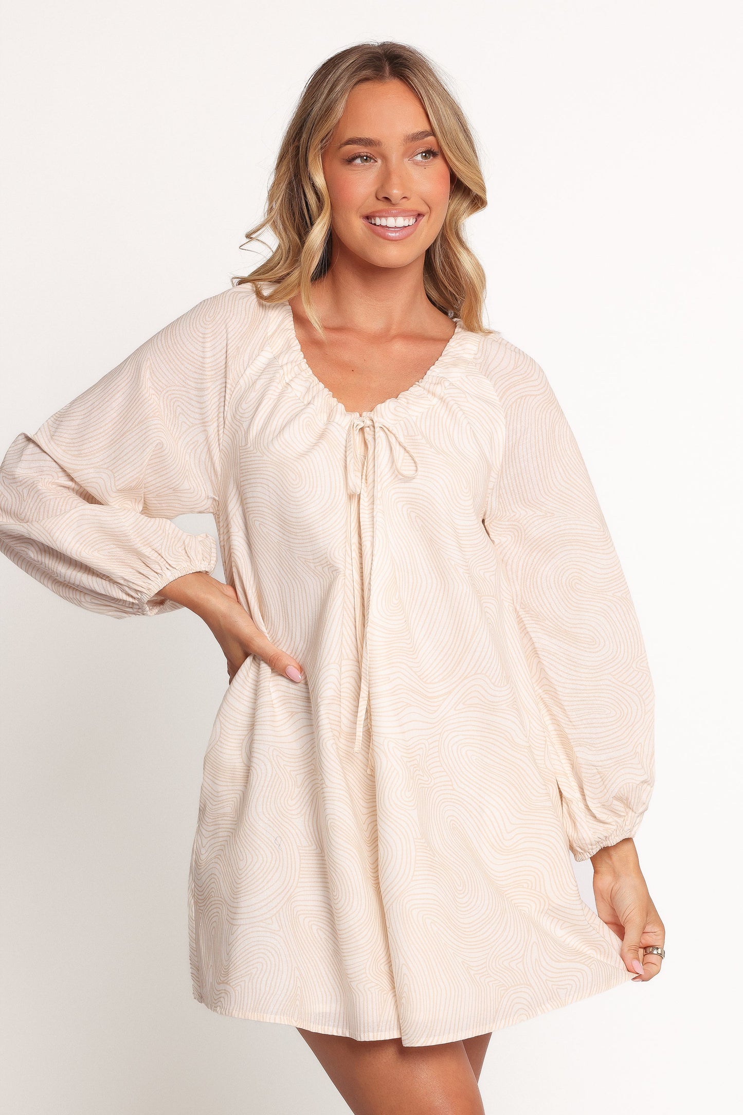 Walker Smock Mini Dress - Tan Swirl