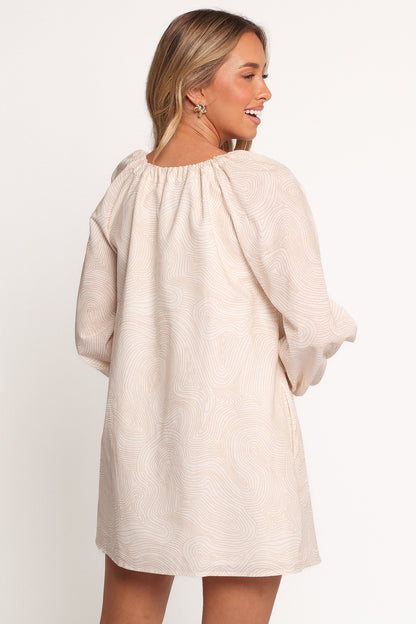 Walker Smock Mini Dress - Tan Swirl