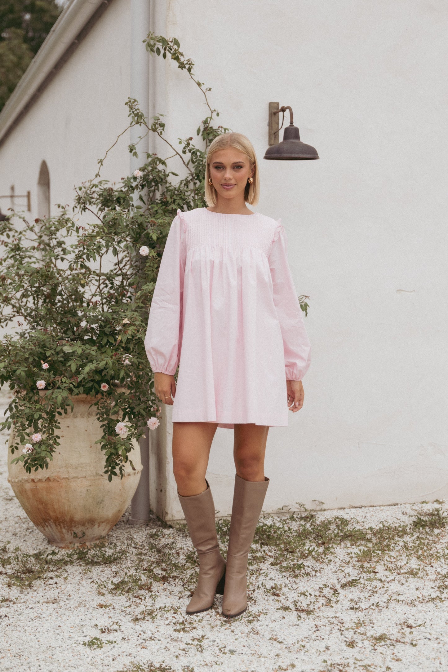 Wyatt Long Sleeve Mini Dress - Pink