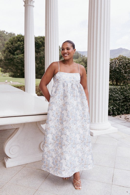Yasmine Maxi Dress - Baby Blue Floral