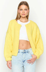 Bad Habits Yellow Knit Cardigan