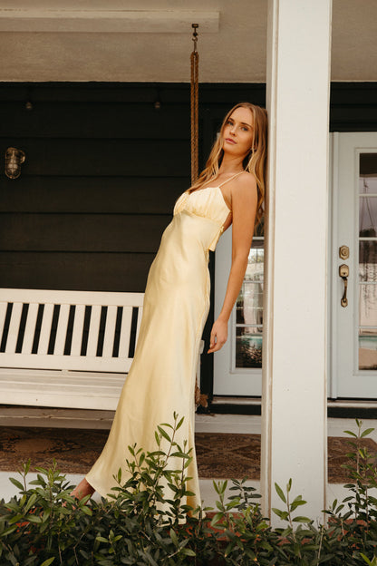 Andie Open Back Satin Maxi Dress