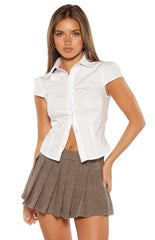 Maggie Brown Herringbone Mini Skirt