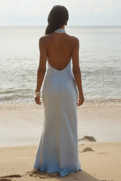 Brigitte Open Back Satin Maxi Dress