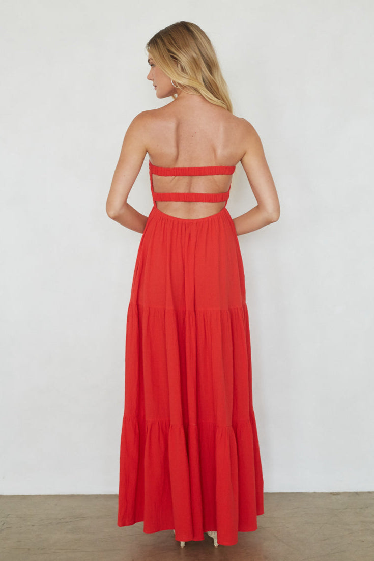 Della Twist Linen Maxi Dress