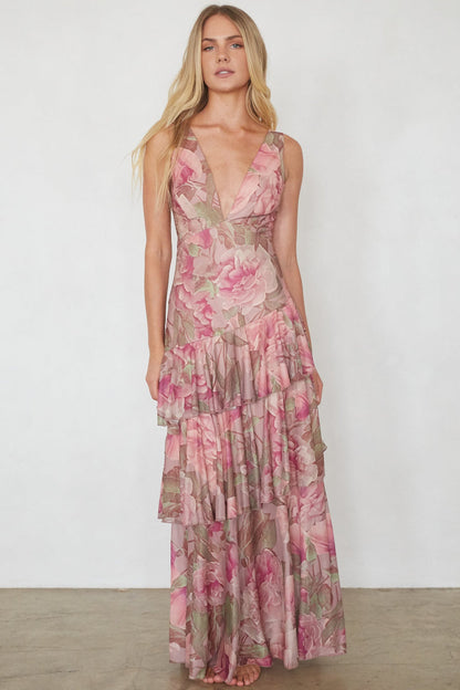 Imogen Mesh Tiered Maxi Dress