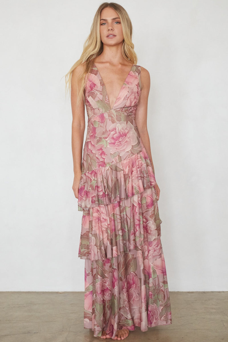 Imogen Mesh Tiered Maxi Dress