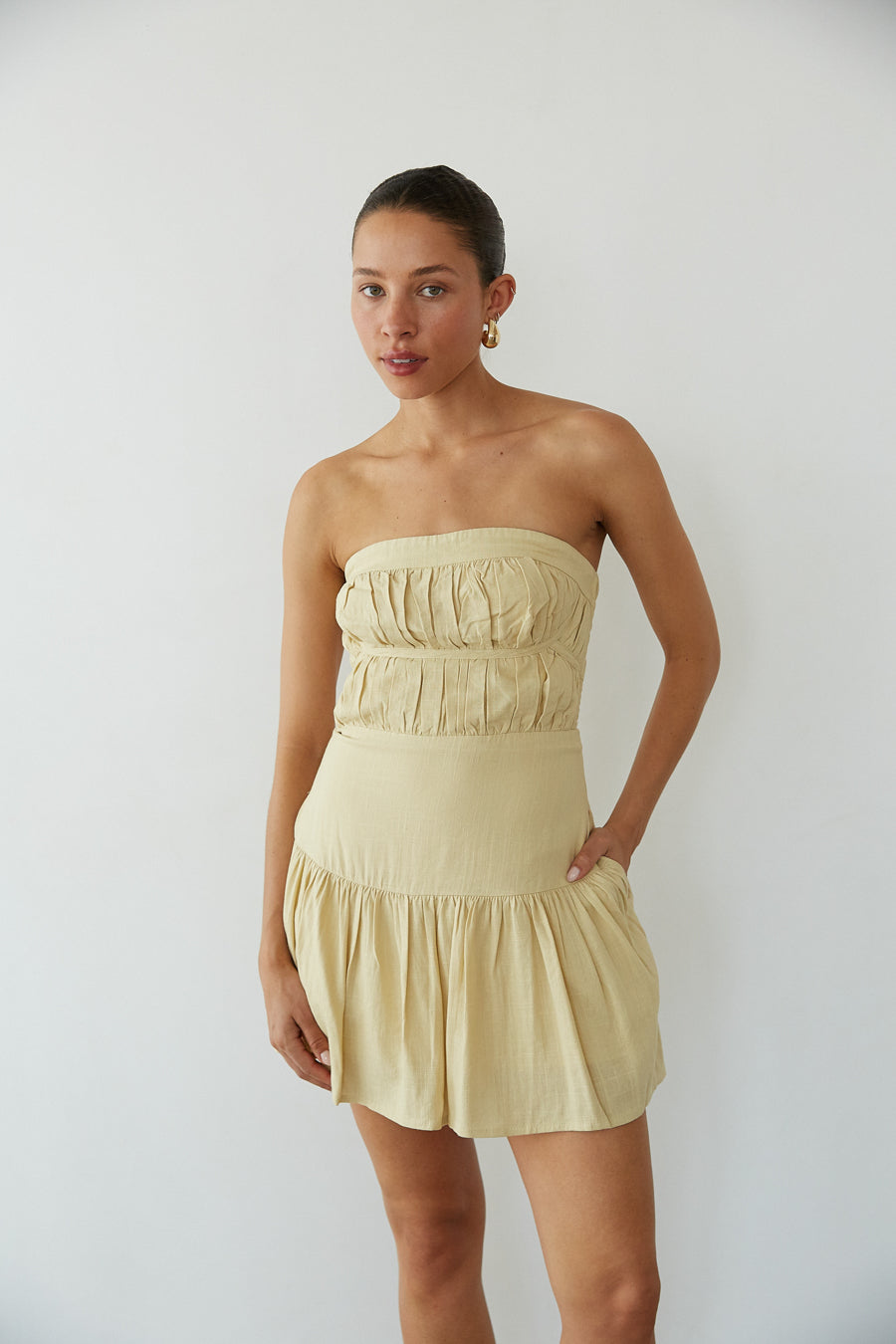 Indie Open Back Linen Mini Dress