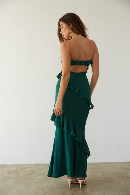 Jana Ruffle Open Back Maxi Dress