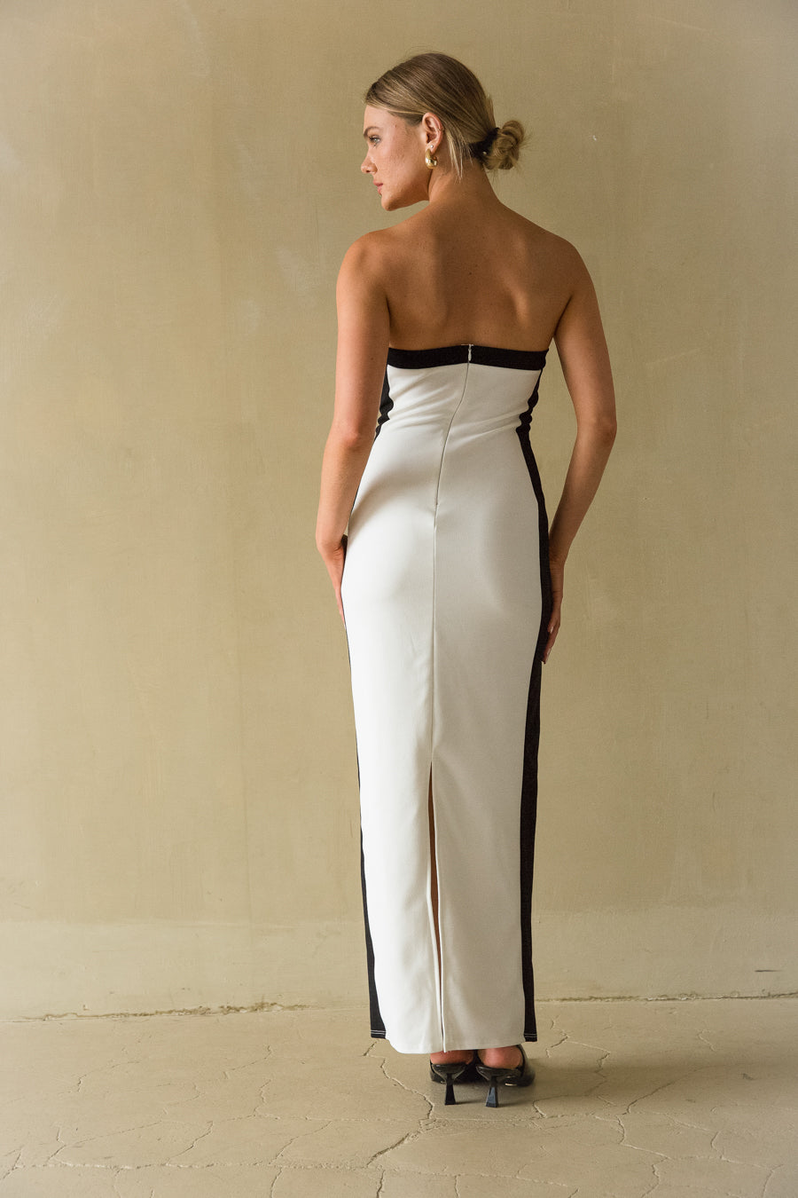 Meredith Strapless Contrast Bodycon Midi Dress