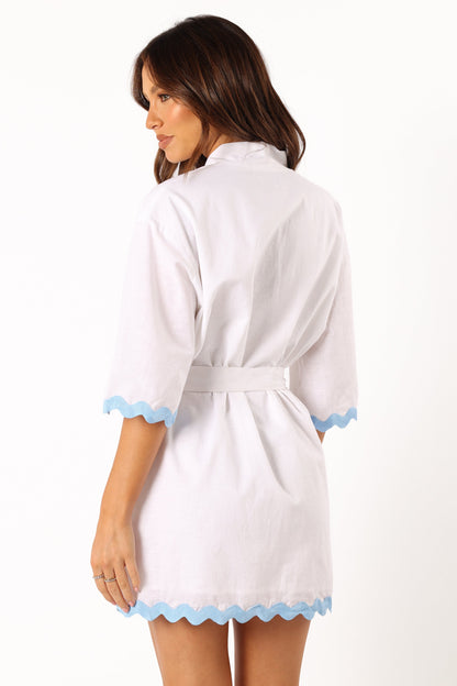 Harry Mini Dress - White Blue