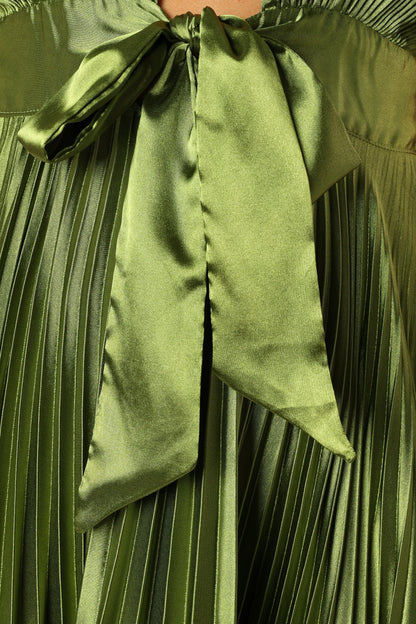 Kris Pleated Maxi Dress - Martini Olive