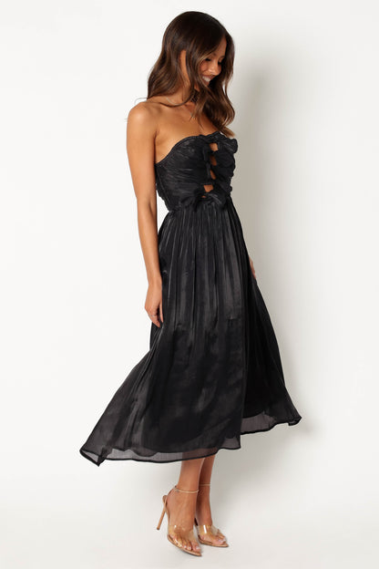 Mila Strapless Midi Dress - Black