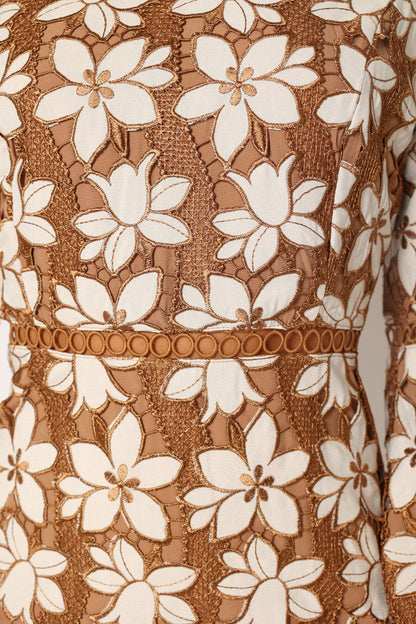 Pierre Long Sleeve Lace Maxi Dress - Mocha