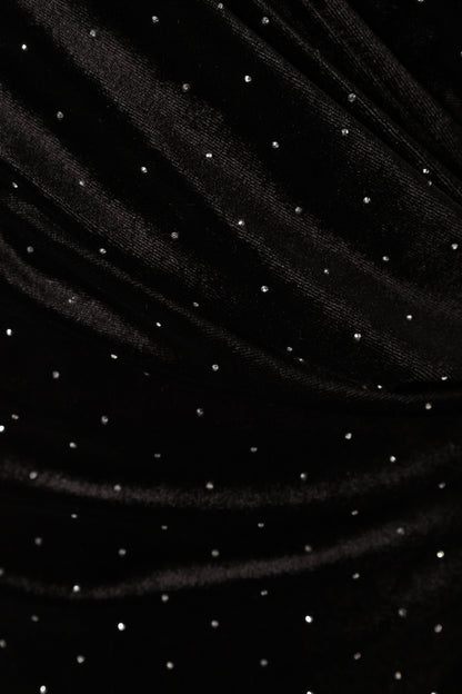 Renarde Wrap Velvet Midi Dress - Black