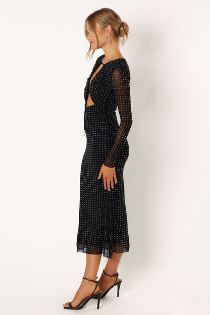 Salvatore Long Sleeve Midi Dress - Black